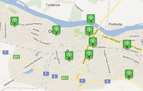 karta osijeka Bežični Osijek